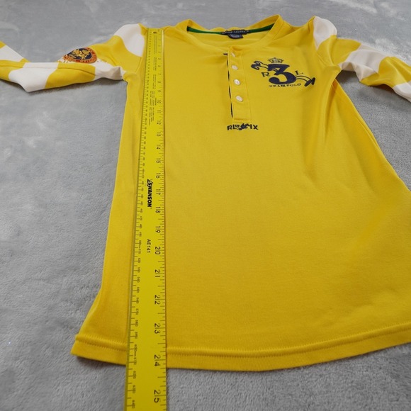 Ralph Lauren Womens Heney Shirt Sz M Yellow Embroidered Logo Striped Long Sleeve - Picture 8 of 12